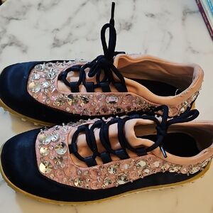 Embellished Pink and Black Women's Shoes
